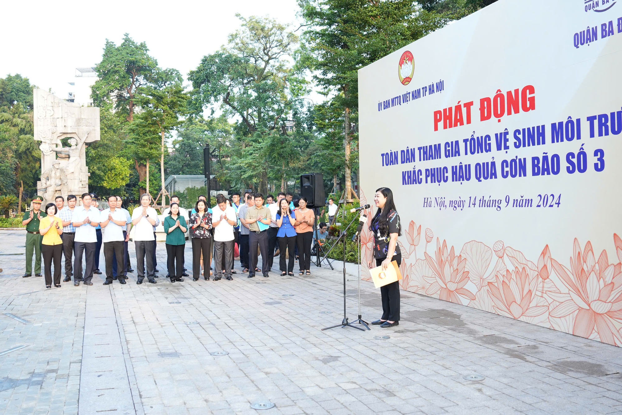 UB MTTQVN Thành phố Hà Nội phát động toàn dân tham gia tổng vệ sinh môi trường, khắc phục hậu quả bão số 3