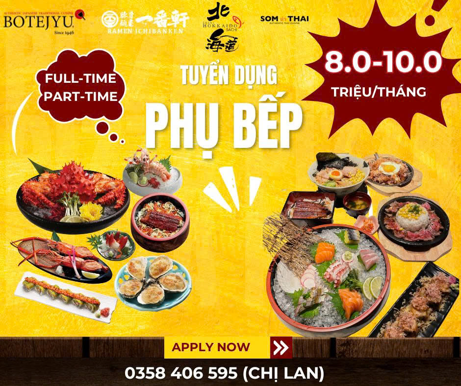 Nhà hàng Nhật Sushi Hokkaido Sachi tuyển dụng Nhân viên bếp